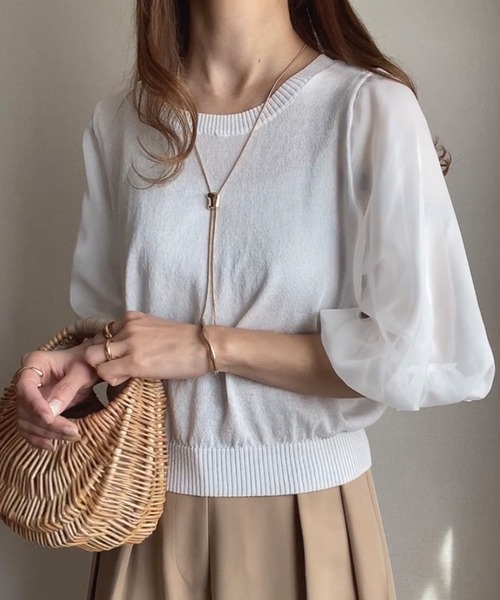 「FILLOU」 半袖ニット MEDIUM グレイッシュベージュ レディース_画像2