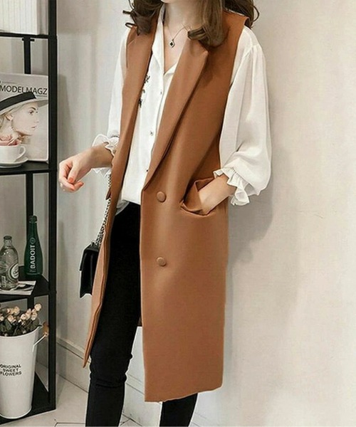 「AMELY」 「La-gemme」ベスト X-LARGE カーキ レディース_画像3