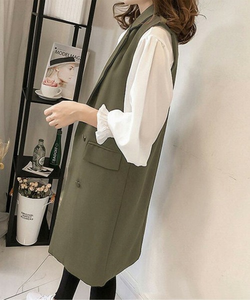 「AMELY」 「La-gemme」ベスト X-LARGE カーキ レディース_画像7