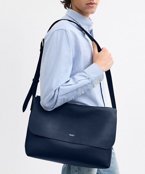 COACH（コーチ）メンズ メッセンジャーバッグ ナイロン×レザー ブルー COACH（コーチ） メッセンジャーバッグ ONE ブルー系その他 メンズ