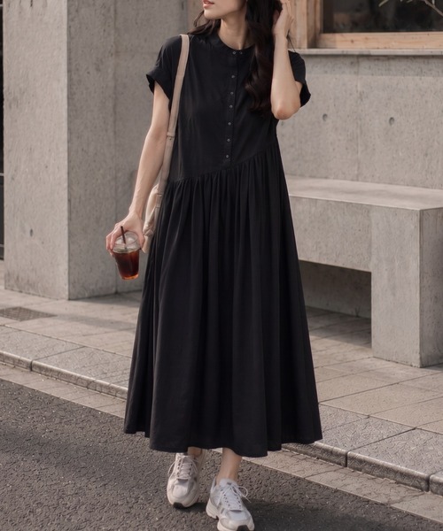 ap retro ワンピース フレンチスリーブ ティアード風ワンピース/楊柳風