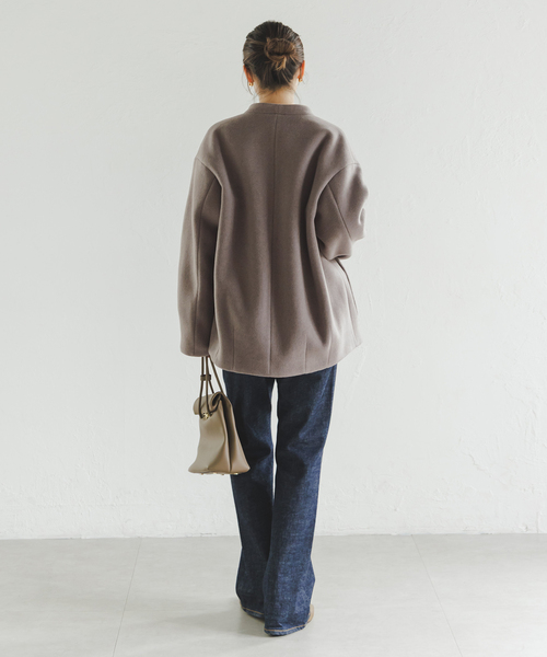 NOBLE（ノーブル） ノーカラーコート コート MTR VカラーZIPコート