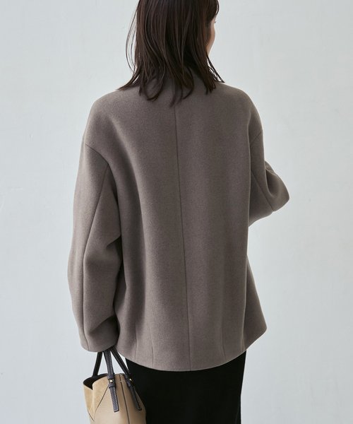 NOBLE（ノーブル） ノーカラーコート コート MTR VカラーZIPコート