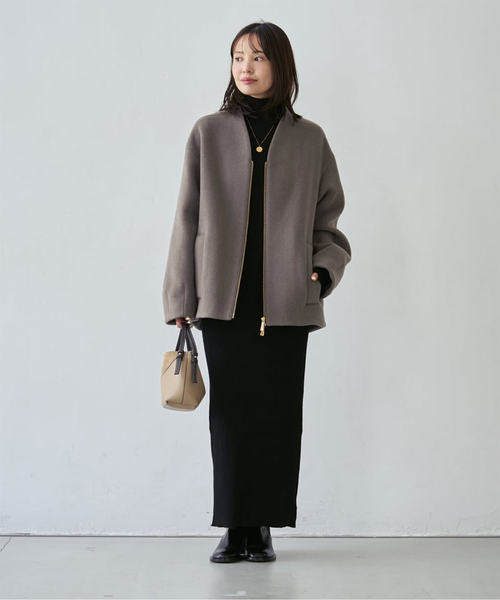 NOBLE（ノーブル） ノーカラーコート コート MTR VカラーZIPコート
