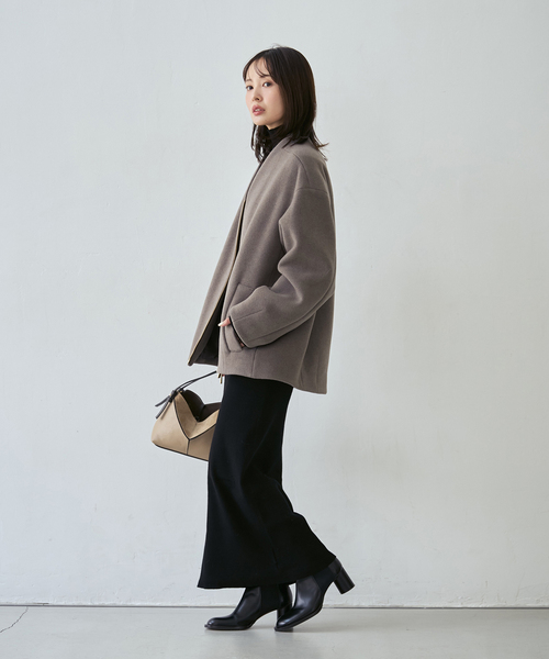 NOBLE（ノーブル） ノーカラーコート コート MTR VカラーZIPコート
