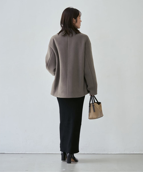 NOBLE（ノーブル） ノーカラーコート コート MTR VカラーZIPコート