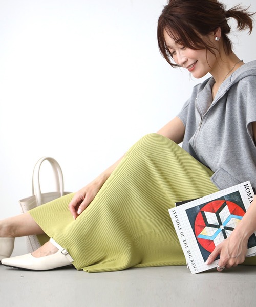 ★すぐ届く★ デコンストラクテッド シェブロン ミディスカート Ehre style スカート 穿きごこちに感動!魔法のタイトスカート