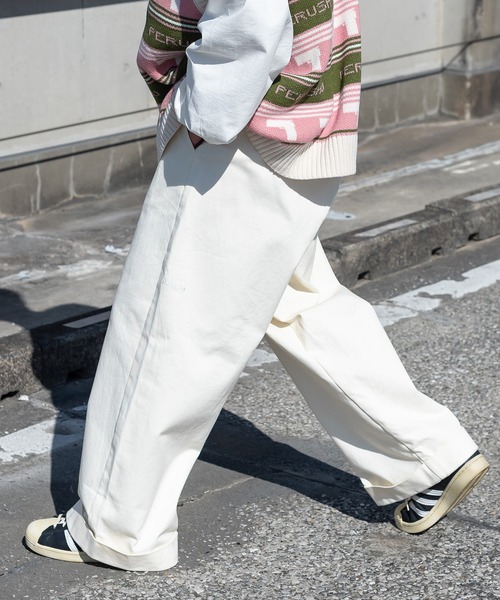 Perushu ワイドパンツ チノパン ワンロールワイドチノパン メンズ 