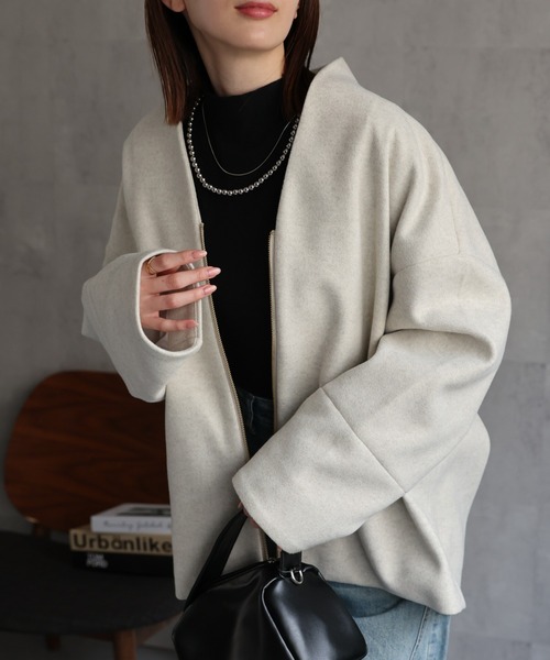 koko　【新品】martinique ノーカラーショートコートピンク koko様専用 【新品】martinique ノーカラーショートコートピンク