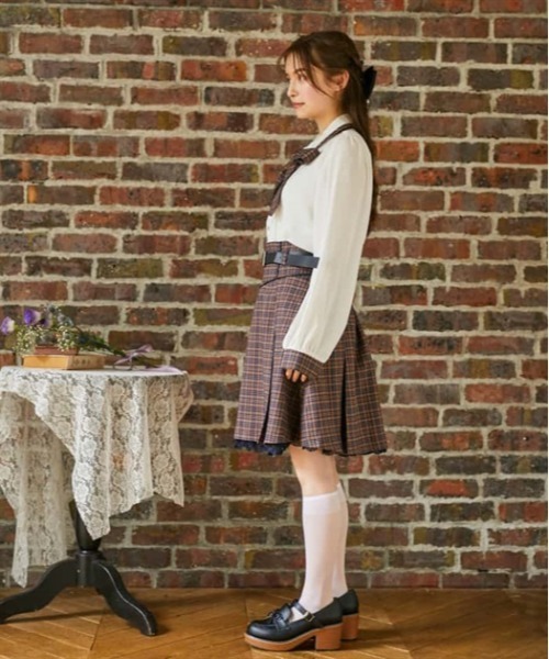 axes femme POETIQUE スカート ベルト付タックミニスカート レディース
