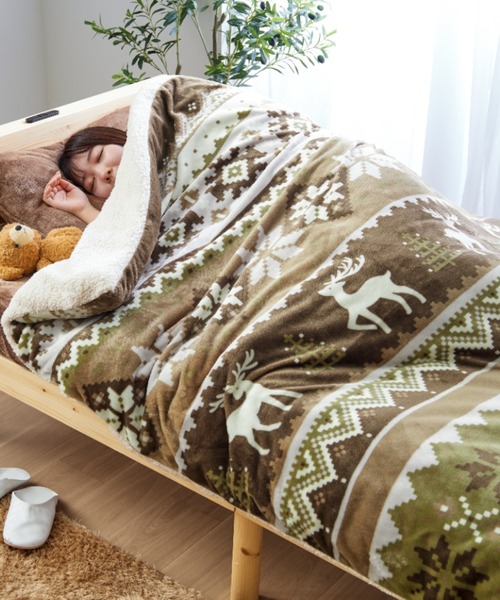 iellio ベッド 寝具 北欧調フランネル 毛布にもなる掛け布団カバー