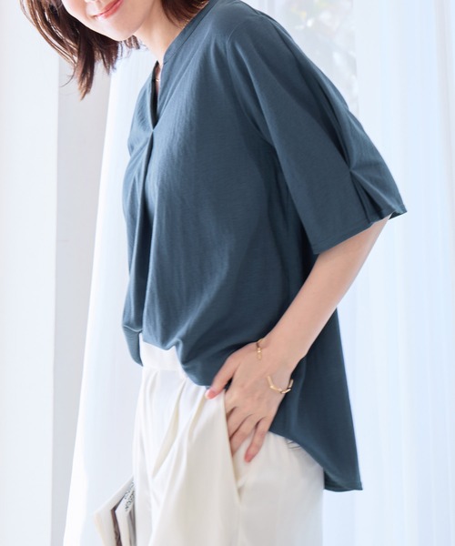 alotta tシャツ スキッパータック袖ブラウスカットソー
