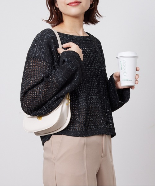 Chez toi （シェトワ）後ろリボン メッシュニットプルオーバー
