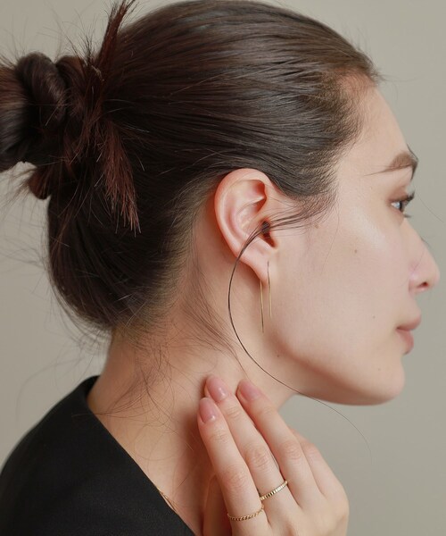 COCOSHNIK ピアス K18コンパクト前後 スタッドピアス レディース 