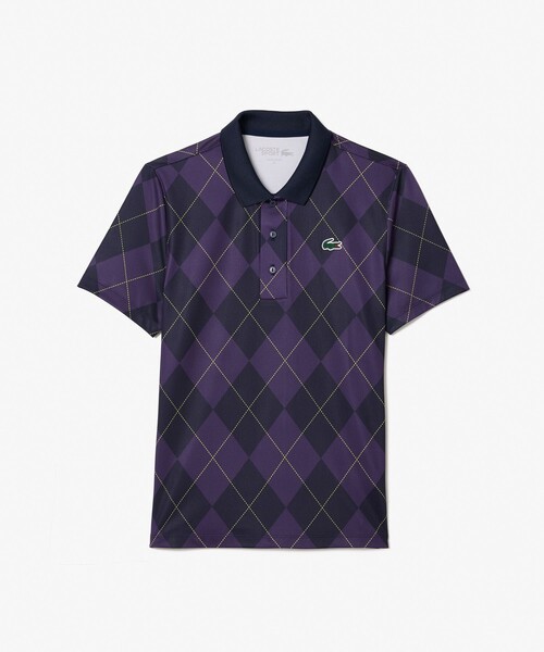 美品　LACOSTE ポロワンピース ワインレッド　ゴルフ ルーズフィット5分袖ポロドレス ／ ポロワンピース マキシ丈