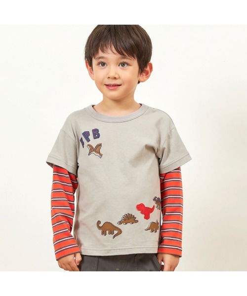 KP BOY（ケーピーボーイ） tシャツ ボーダーと無地天竺のレイヤード風 