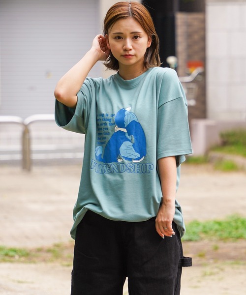 tシャツ 「unisex」光沢ラバー EMOイラスト Tシャツ / オーバー