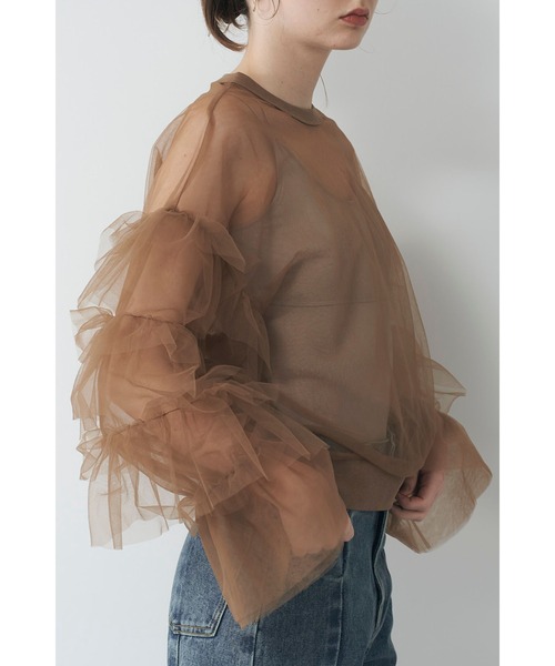 tシャツ ラッフルチュールトップス レディース