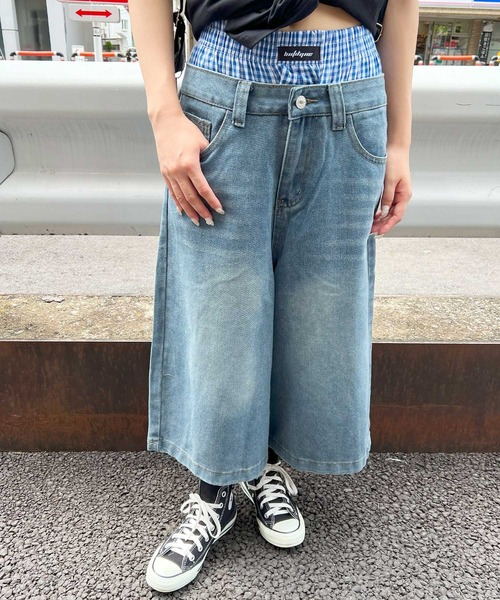 frunco ジーンズ デニム デニムパンツ レイヤードデニムワイドハーフ 