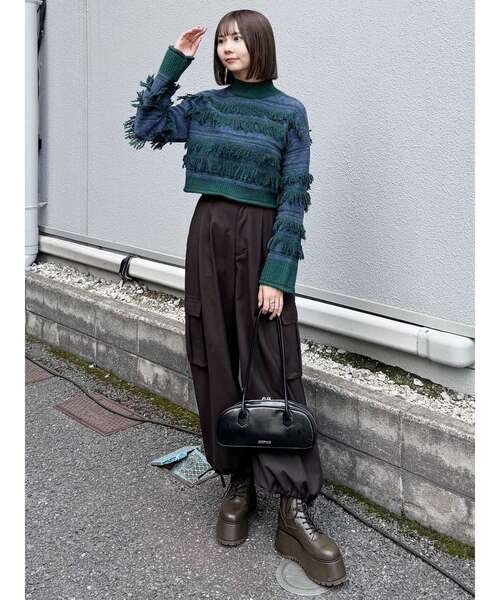 美品　ユーモレスク　麻　ニット MURUA ニット セーター ランダムフリンジニット レディース