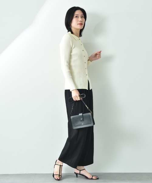 ニット セーター クロシェケープ衿7分袖リブニットプルオーバー レディース cloche ニット セーター 「CLOCHE」シャツ衿リブニット