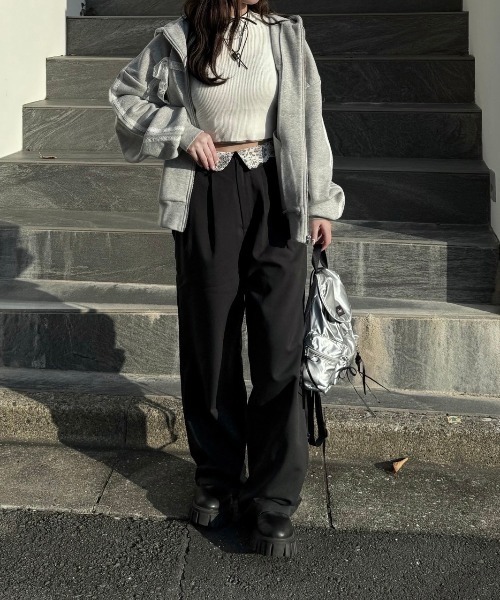STARTEXCEEDEND スラックスレッグスーツパンツレース切替落ち感 classic slacks – SUITAGE online store