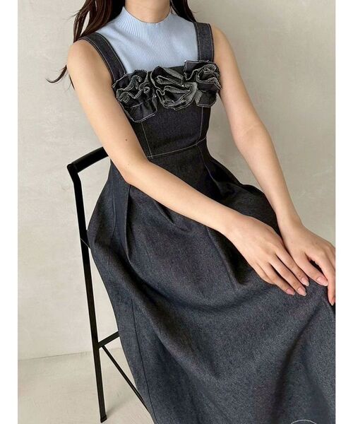 MERCURYDUO（マーキュリーデュオ） ワンピース デニムフラワーモチーフ