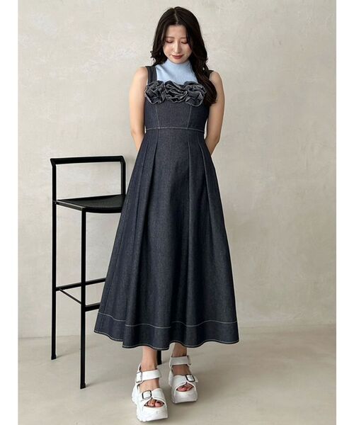 マーキュリーデュオ 美品 MERCURYDUO（マーキュリーデュオ） ワンピース デニムフラワーモチーフ