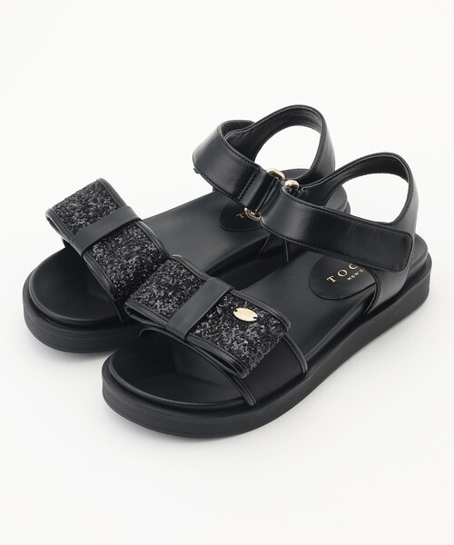 最終お値下げ‼️TOCCA....新品・未使用品　リボンサンダル TOCCA サンダル GLITTER RIBBON FLAT SANDALS レディース