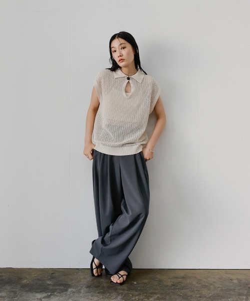 select MOCA スラックス パンツ カットジョーゼットカーブパンツ