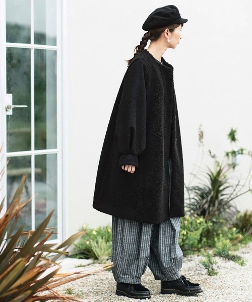 「Sunny clouds」 ノーカラーコート NM ブラック レディース_画像5