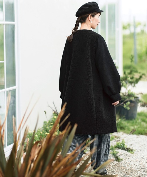「Sunny clouds」 ノーカラーコート NM ブラック レディース_画像7