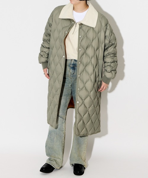 TAION（タイオン） ダウンコート M カーキ レディース : ZOZOTOWN