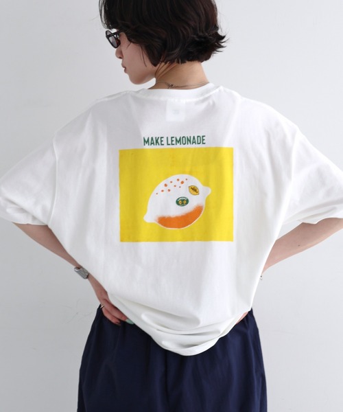 ANME tシャツ 半袖 FRUIT PLATTERロゴプリント半袖Tシャツ レディース