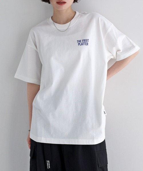 ANME tシャツ 半袖 FRUIT PLATTERロゴプリント半袖Tシャツ レディース