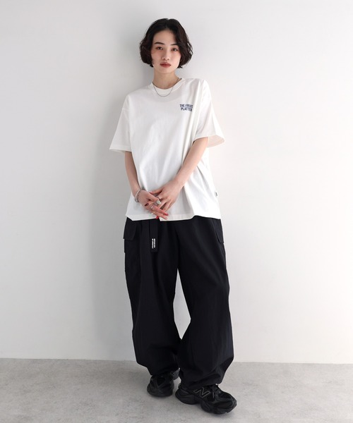 ANME tシャツ 半袖 FRUIT PLATTERロゴプリント半袖Tシャツ レディース