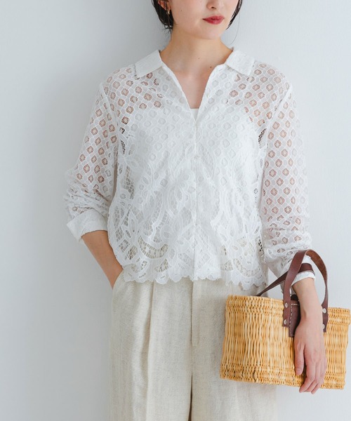 urbanresearch インドレースオープンカラーシャツ URBAN RESEARCH ブラウス シャツ インドレースオープンカラー