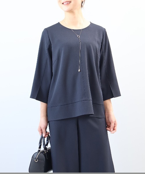 ブラウス シャツ 「L〜5L 大きいサイズ」「セットアップ」ドライツイル切替ブラウス レディース fleur by mint breeze ブラウス シャツ 「L〜5L 大きいサイズ
