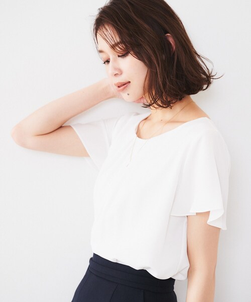 ブラウス シャツ 「通勤/二の腕カバー」タックデザインブラウス レディース UNTITLED ブラウス シャツ 「通勤/二の腕カバー」タックデザイン