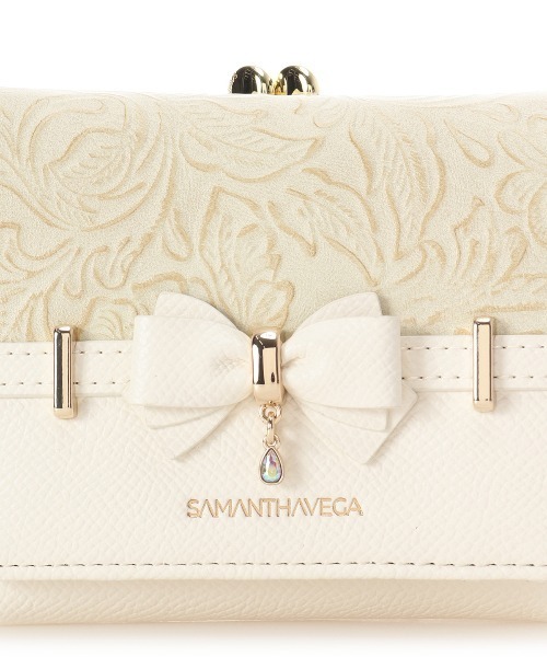 【SAMANTHAVEGA】フローラルアクセントリボン口金折財布 Samantha Vega 財布 フローラルアクセントリボン口金折財布