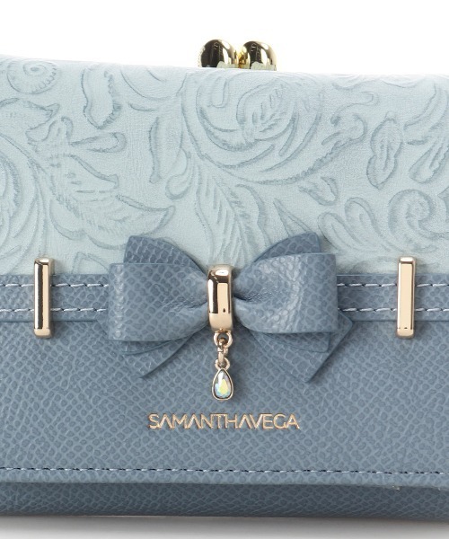 Samantha Vega 財布 フローラルアクセントリボン口金折財布