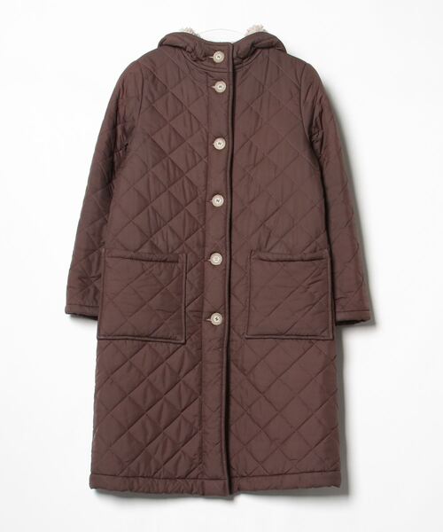 美品　トラディショナルウェザーウェア ロング キルティングコート ブラウン Traditional Weatherwear（トラディショナル ウェザーウェア