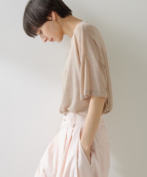 Whim Gazette◆ニット・セーター(厚手)/FREE/アクリル/PNK/WGZ1022305A0008 Whim Gazette ニット セーター ラメニットTEE レディース