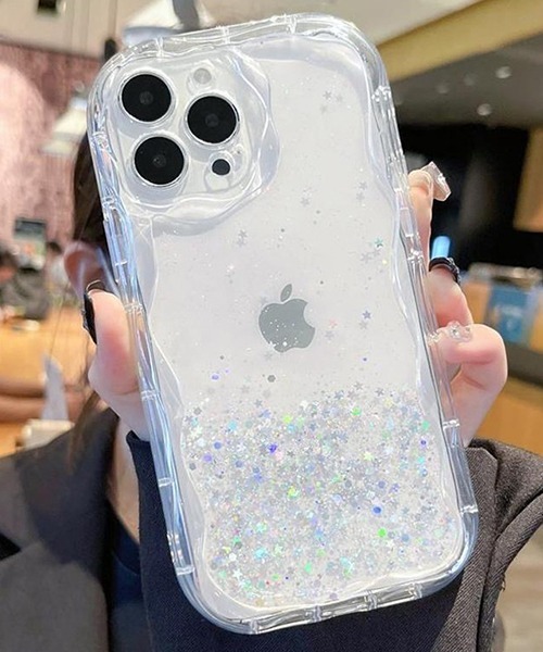 c.u.l スマホケース ラメ なみなみエッジ グリッターラメ iPhoneカバー