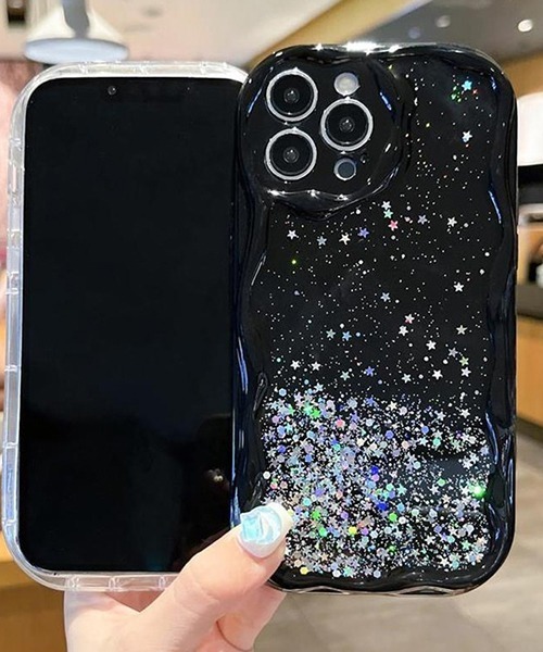 c.u.l スマホケース ラメ なみなみエッジ グリッターラメ iPhoneカバー