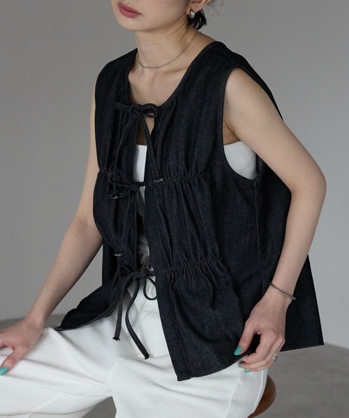 ベスト ジレ デニムベスト レディース