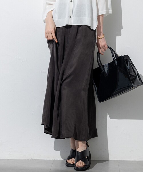 新品同 25ss■23区■接触冷感 洗える フィブリルツイル ギャザー スカート 23区 スカート 「接触冷感/洗える」フィブリルツイル ギャザー