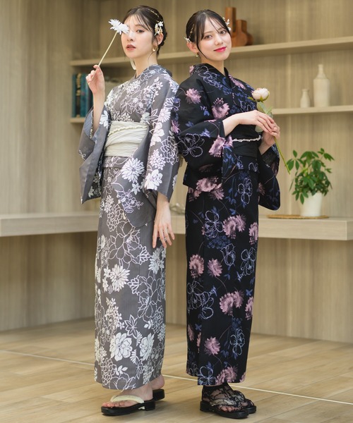 CELEN 浴衣 「1人で着られる浴衣4点セット」浴衣・兵児帯・腰紐2本「夏