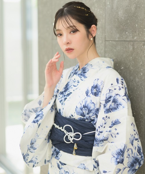 CELEN 浴衣 「1人で着られる浴衣4点セット」浴衣・兵児帯・腰紐2本「夏