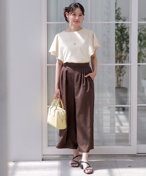 any SiS パンツ スムージーポリエステルタックフレア レディース